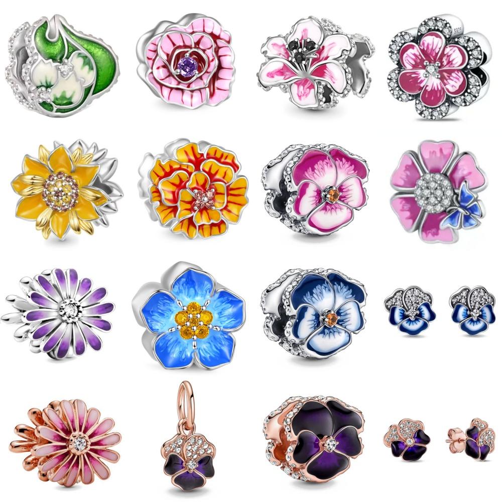 Brand New Copper Metal Daisy Butterfly Hanging Pendant Bead Component Spring Pendant Bead Component Compatible With Authentic Original Bracelet High
