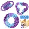 3 Pcs Puppy Chew Toys TPR Pet Dog Teething Toys 3 Shapes Stuffable Interactive Dog Teethers Pet Supplies for Dog Teeth Cleaning