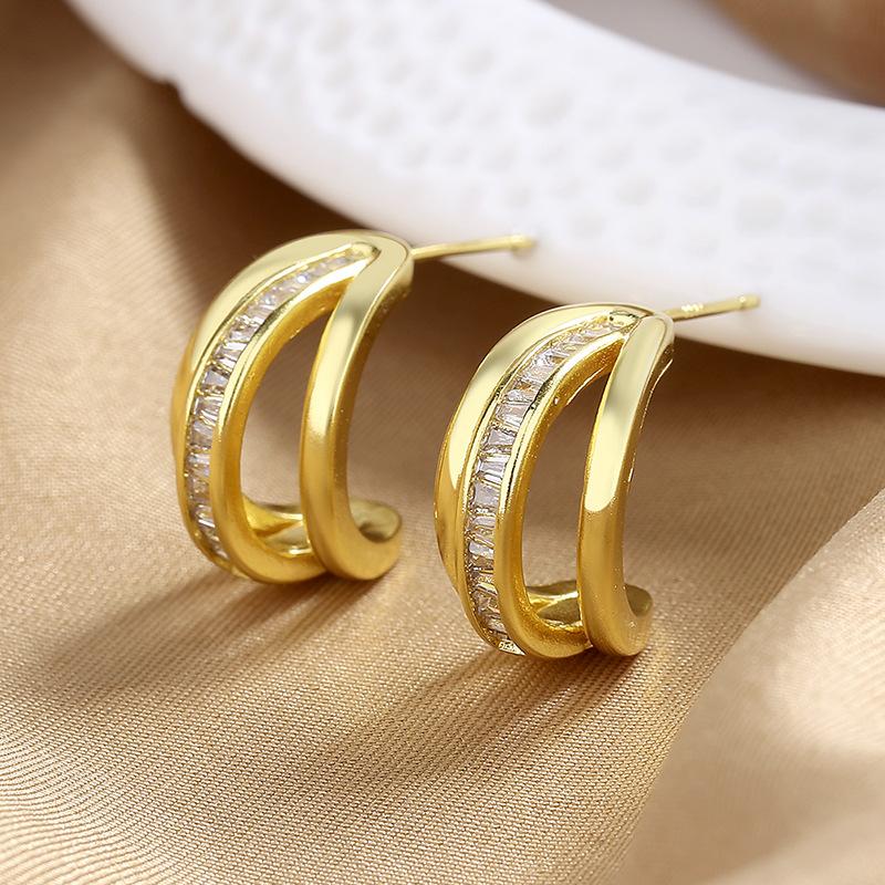 New 925 Sterling Silver AAA Zircon Stud Earrings for Women Fashion Exquisite Student Girlfriend Jewelry Accessories Heart Gift