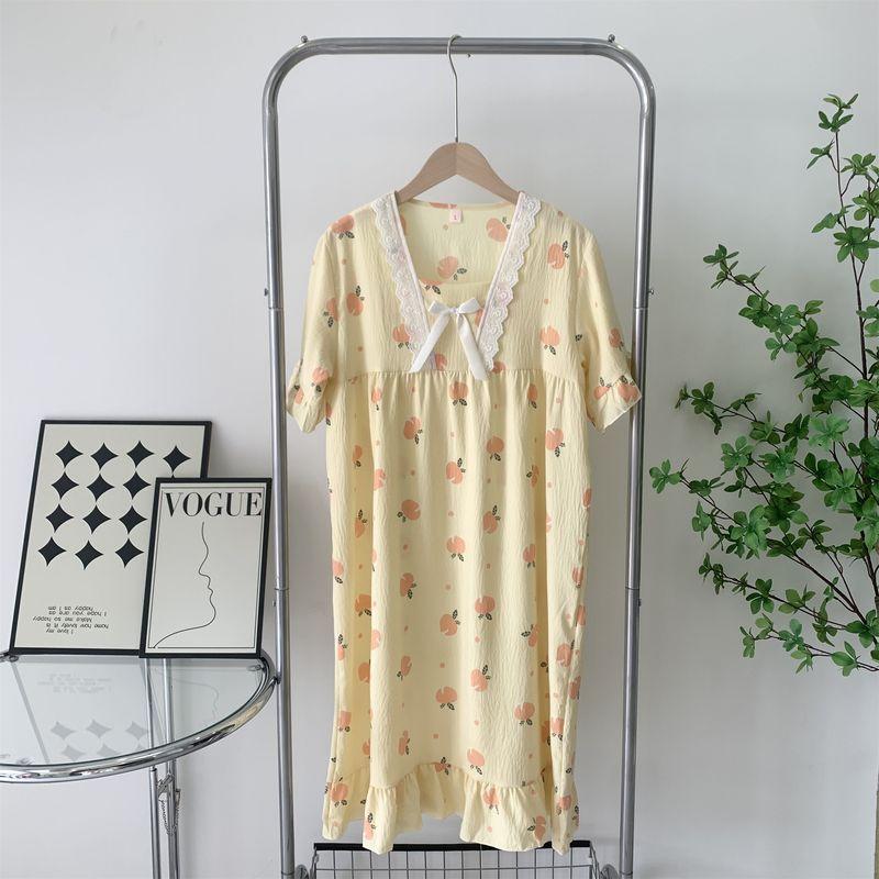Princess Style Nightdress for Women Summer Cloud Cotton Short Sleeve Cute New Arrival Sweet Ins Style Dress Plus Size Pajamas for Women