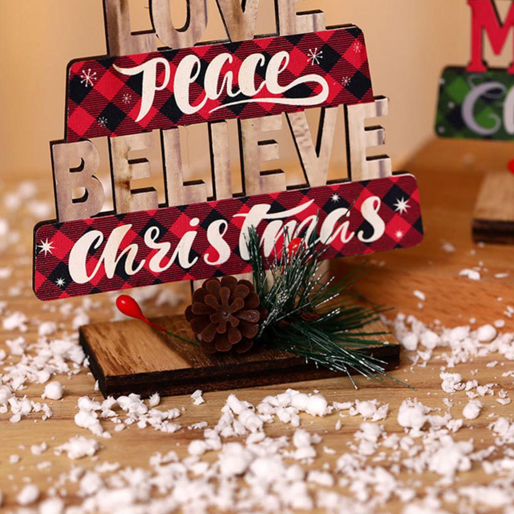 Christmas Wooden Desktop Ornaments Letter Christmas Tree Scene Dress Props Decorations