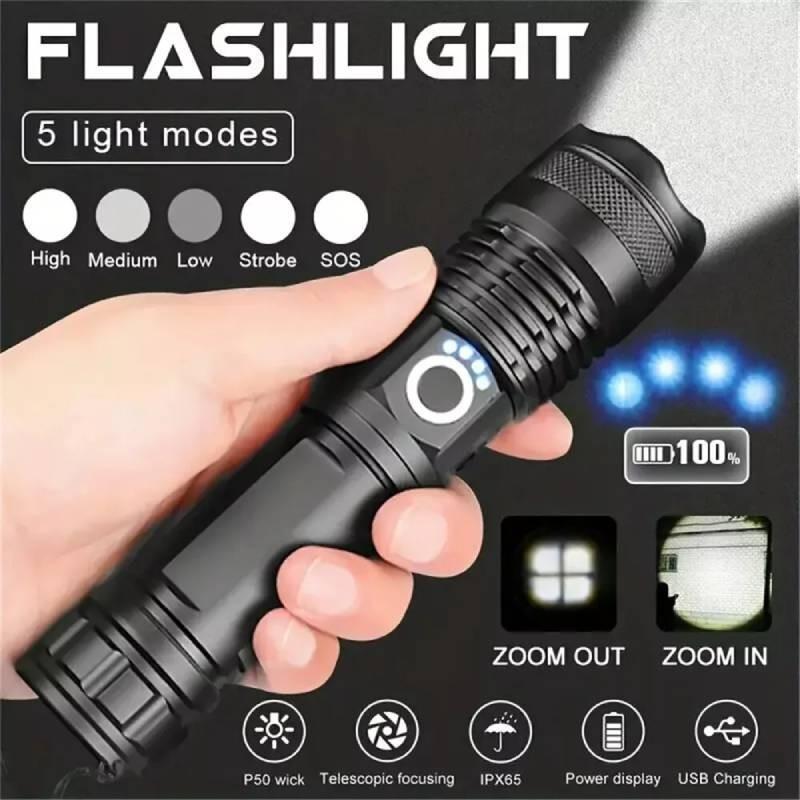 High Brightness Portable P50 Led Flashlight With Durable Aluminum Alloy Waterproof Design Ideal For Camping And Hiking