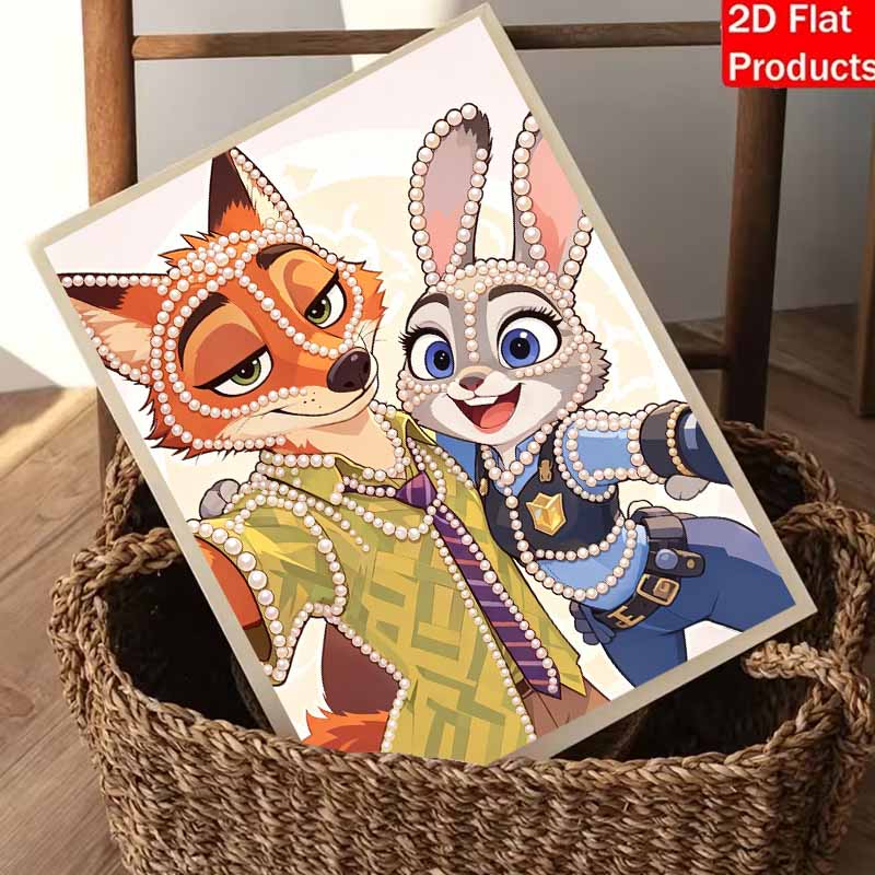 Disney Pearl Painting DIY Zootopia Selfie Atmosphere, Pearl Art Painting, Pearl Gem Painting Home Wall Decoration Crafts