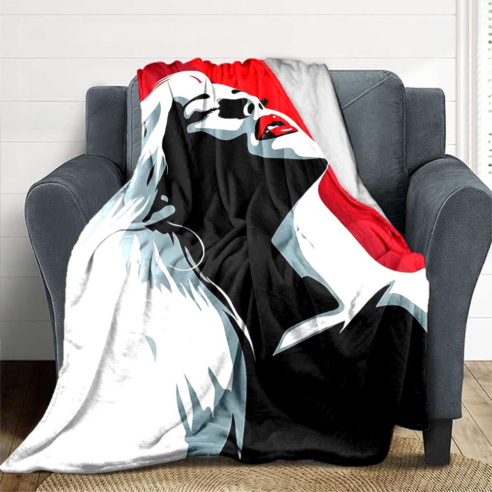 1pc Glamourous Portrait Blanket Lightweight Flannel Blanket Throw Blanket For Sofa, Bed, Travel, Camping, Livingroom, Office, Couch