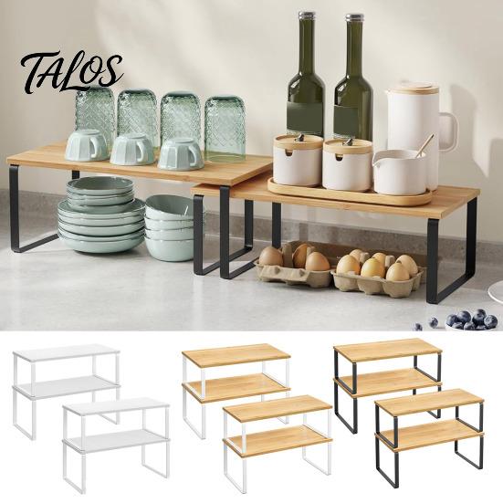 Cutlery Organizer Stand 2Pcs Cabinet Shelves Strong Load-bearing Stackable Nested Shelf Multipurpose Spice Racks Kitchen Counter Compact Storage