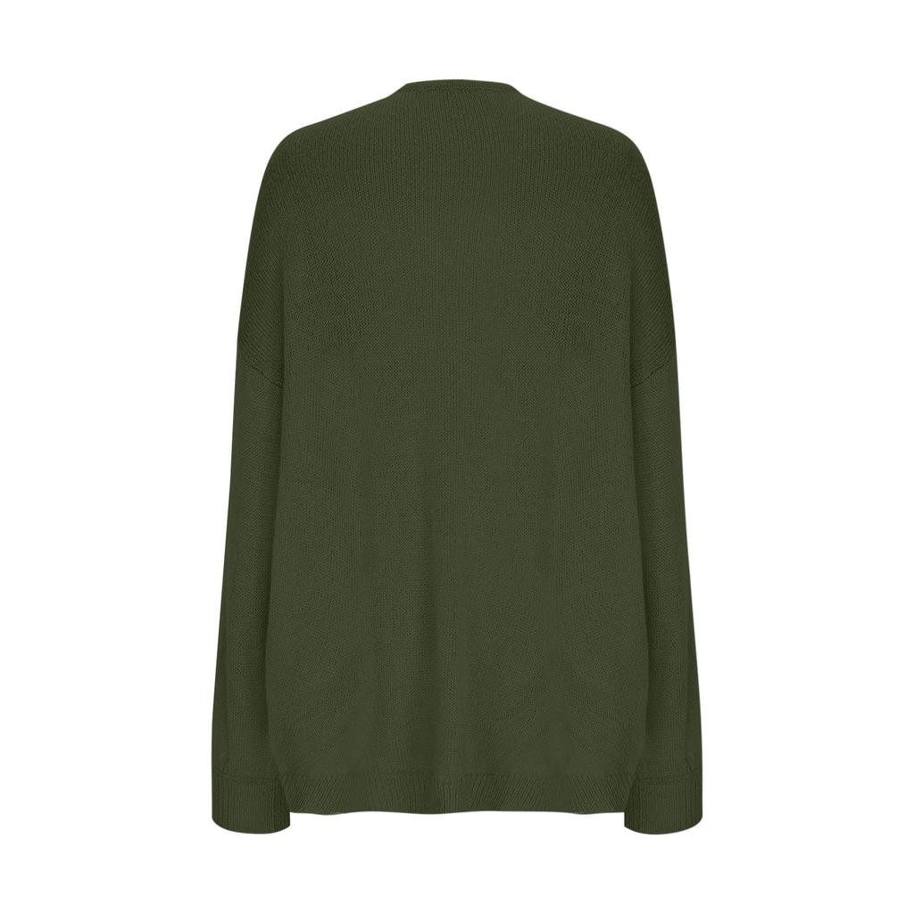 Suéter Holgado de Color Sólido para Mujer Chaqueta Cárdigan Tejida con Cuello en V