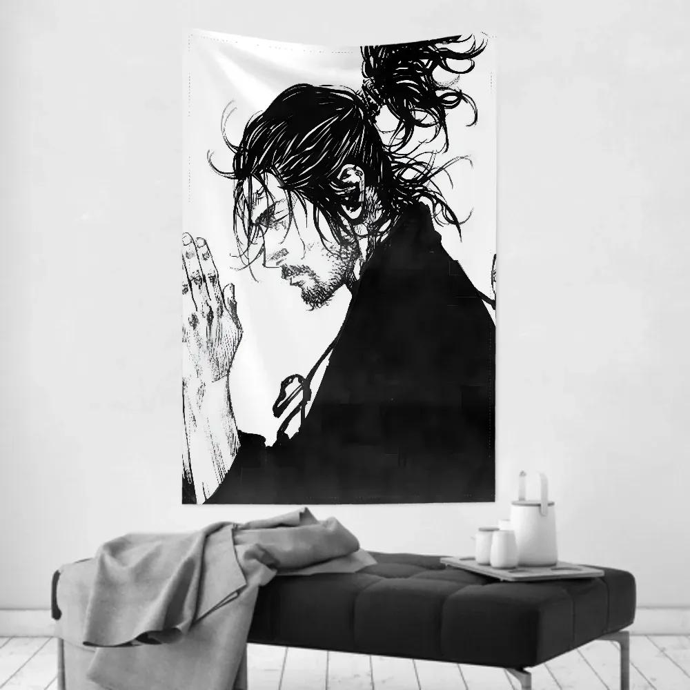 1pc Vintage Anime MMiyamoto MMusashi Vagabond Bushido Warrior Tapestry Wall Cloth Party Hanging Background Baby Room