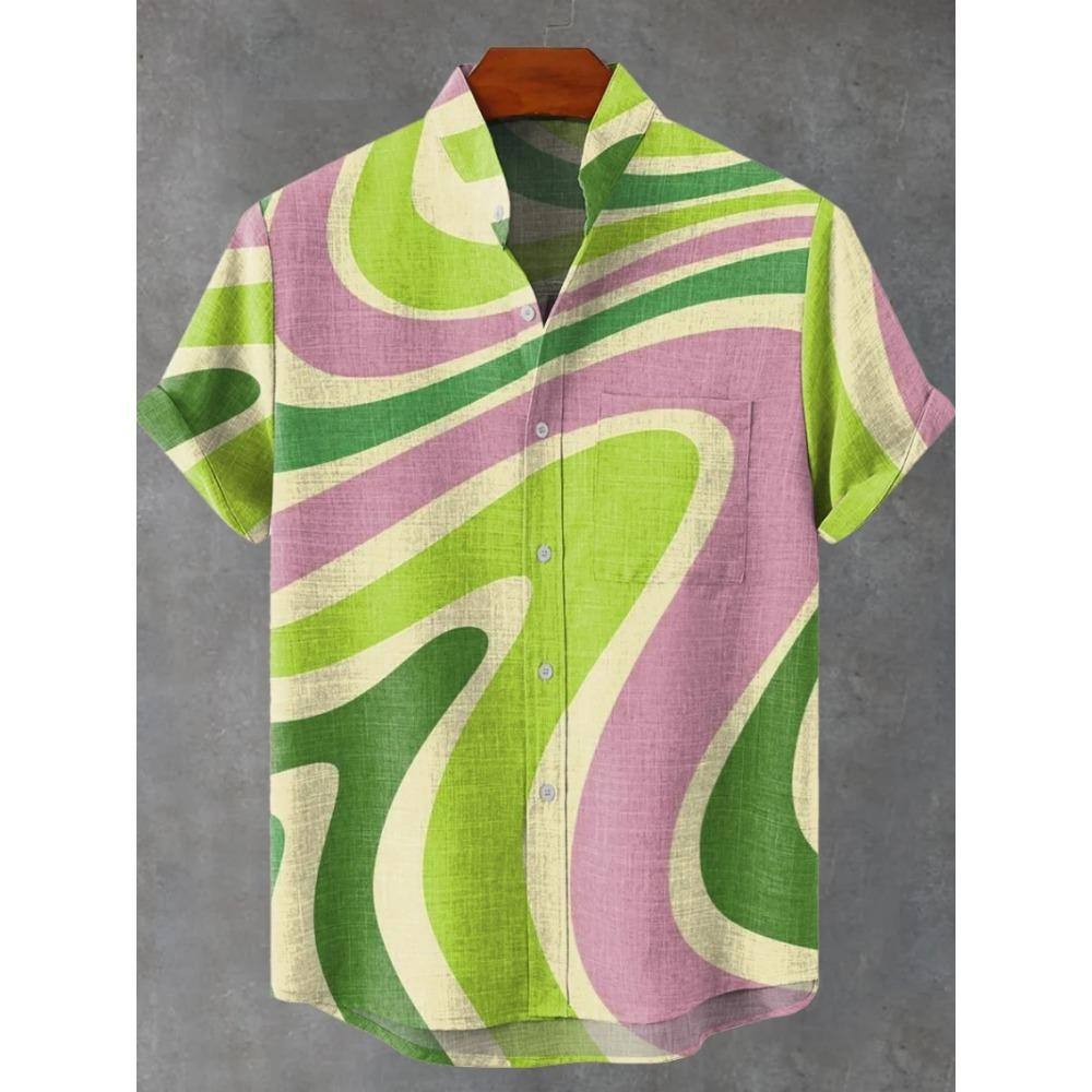 Hawaiian Men’s Short-Sleeve Shirt Casual Puppy 3D Print Rainbow Summer Trend Top