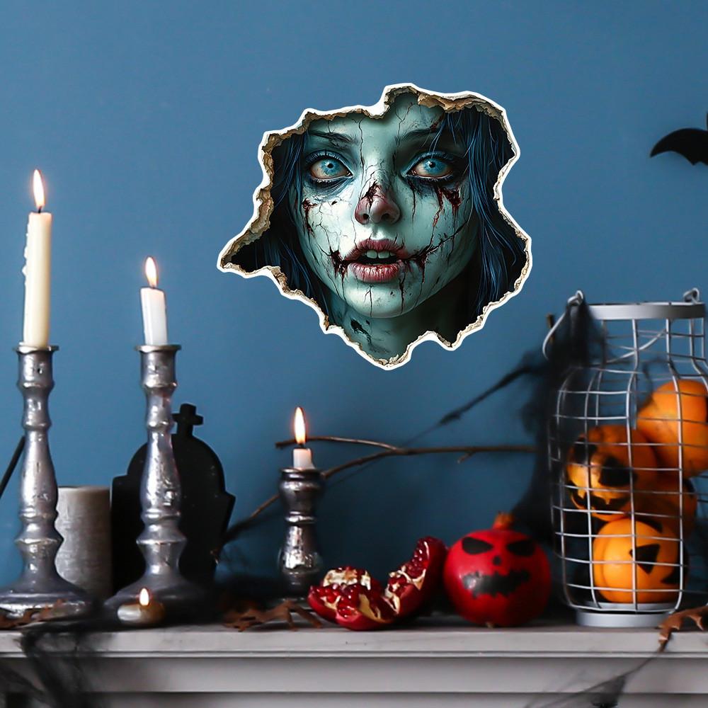 Noctilucent Horror Halloween Girl Face Pattern Home Walls Decoration Stickers