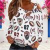 Women Plus Size White Asymmetric Cutout Neck Cold Shoulder Long Sleeve Sailboat Printed Top