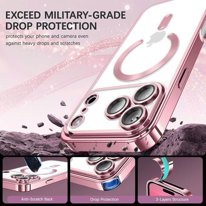 Coque de Protection - BOOLING - pour iPhone 17 Pro Max - Silicone avec Cercle Magnétique Rose - 2 Vitres