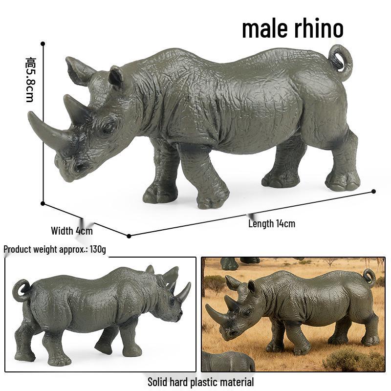 Children's Cognitive Animal Model Toy: Yellow Cow, Buffalo, Rhinoceros, Zebu, Bison, Bull Figurine.