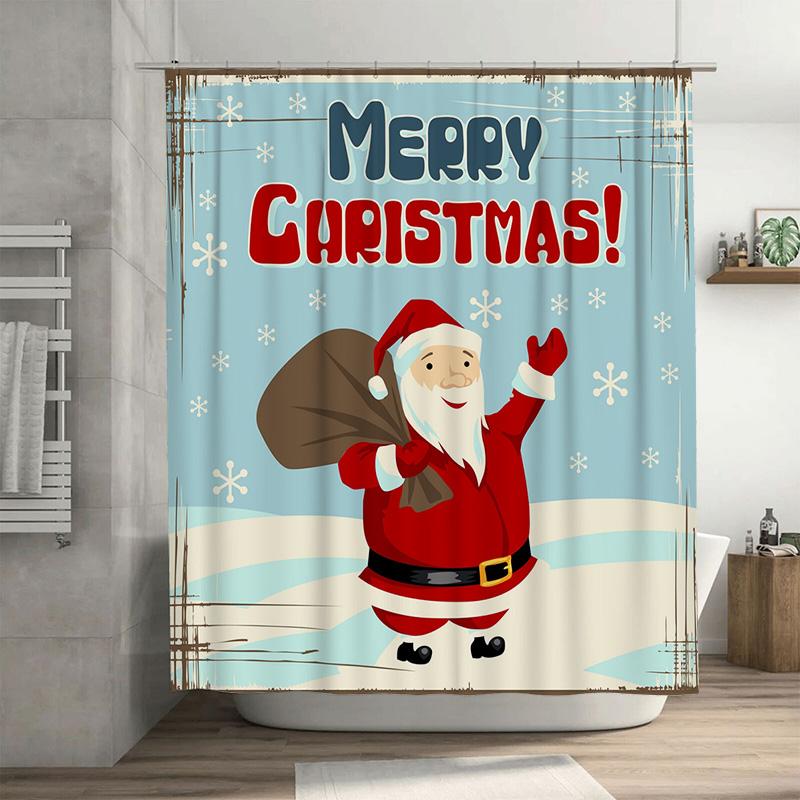 

TU Рождественский Санта-Клаус Шторка для душа Праздничный Декор для ванной Водонепроницаемая ткань Рождественский узор Домашний декор Идея для подарка 90x180cm35x71in
