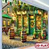 2D Vintage Irish Pub Street Backdrop for St. Patrick's Day Live & Party