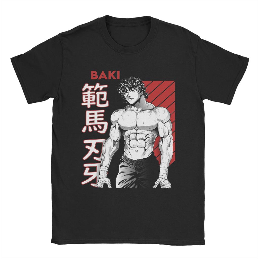 Baki The Grappler Hanma Herren T-Shirt Lustige T-Shirts Kurzarm Rundhals T-Shirt Reine Baumwolle Erwachsenen Tops