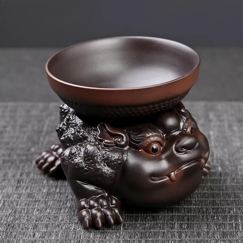

Purple Pottery Golden Toad Tea Leakage Fortune Animal Tea Filter Tea Pet Ornament Desktop Decoration Kung Fu Teaset