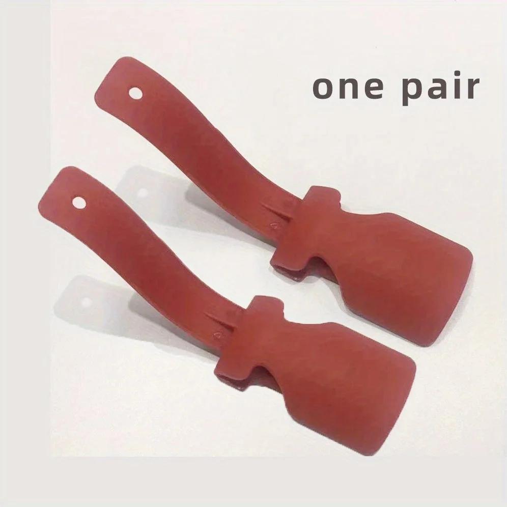 2 Pcs/set Lazy Shoes Helper Handled Shoe Horn Shoe Lifting Helper for Seniors Elderly Disabled Plastic Shoehorn Fits All Shoes