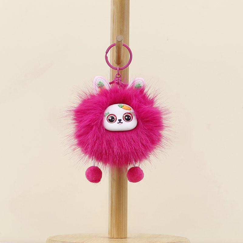 

Carrot Teeth Protrude Rabbit Hairball Doll Keychain Bag Plush Doll Pendants розы красного