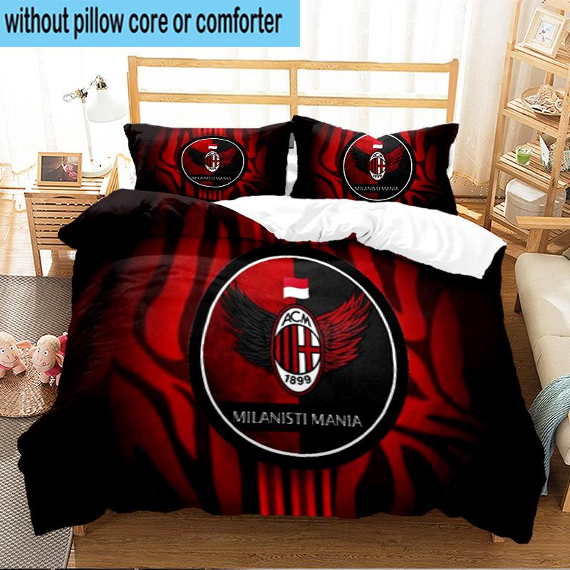 3PCS Ac Milan Crest Celebration Bedding Set For Bedroom, Dormitory,Including 1pc Duvet Cover And 2pcs Pillowcases Large size Fan gift