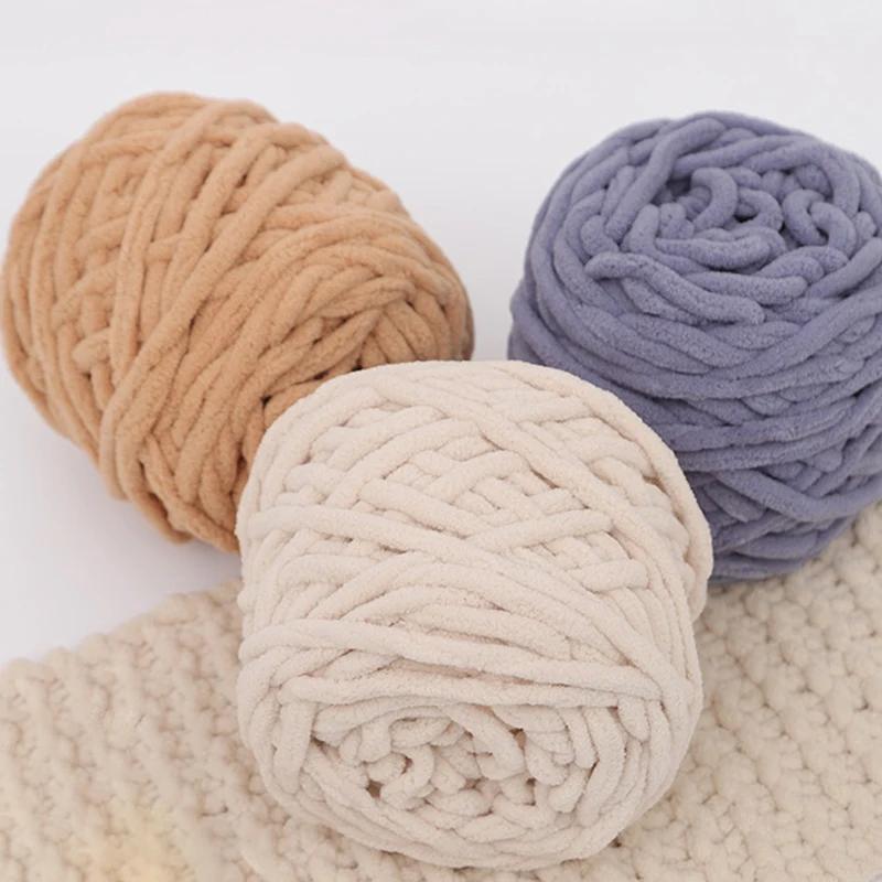 Single strand Soft Milk Cotton Blends Polyester Blended Chenille Wool Yarn Chunky for Hand Knitting DIY Crochet Hat Scarf Thread