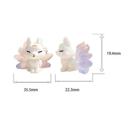 1Pc Cute Mini Luminous Resin Nine Tailed Fox Ornament Glow In The Dark Miniature Figures Fox Micro Landscape Dollhouse Decor