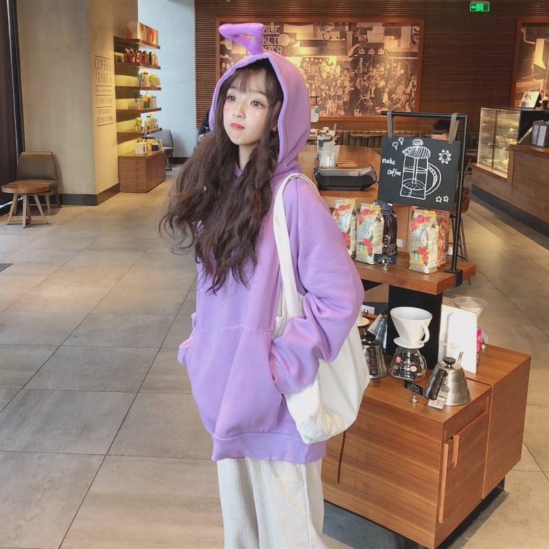Women Warm Soft Hoodies Padded Hooded Sweater Women's Fall and Winter Retro Simple Literary Student Tops
