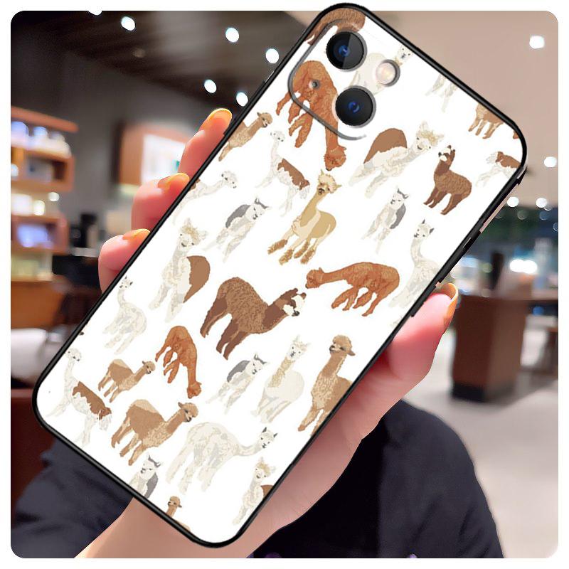 Llama Alpaca Pattern Case For iPhone 15 Pro Max 14 13 12 11 16 17 Pro Max Mini 15 16 Plus 16e 17 Air Phone Cover