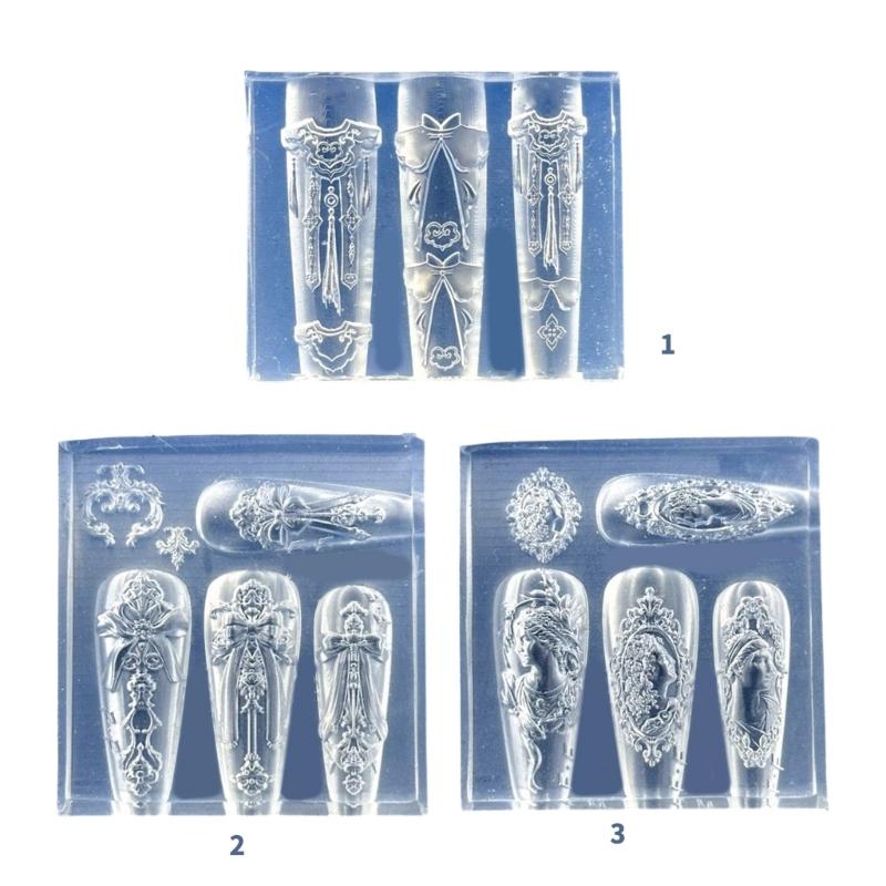 Embossed Silicone Nail Art Mould Reusable Flexible Craft Tool For Resin Jewelry Phone Case Decoration