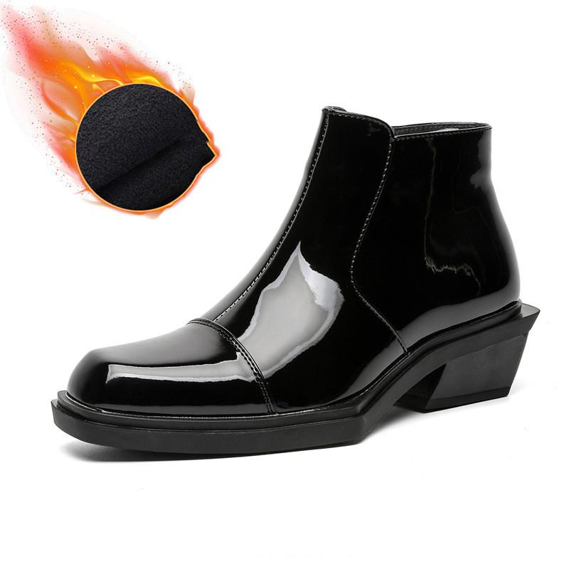 

мужская мода хип-хоп рок платье челси ботинки черные трендовые лакированные туфли ковбойские ботильоны дизайнерские осенне-зимние боты 280