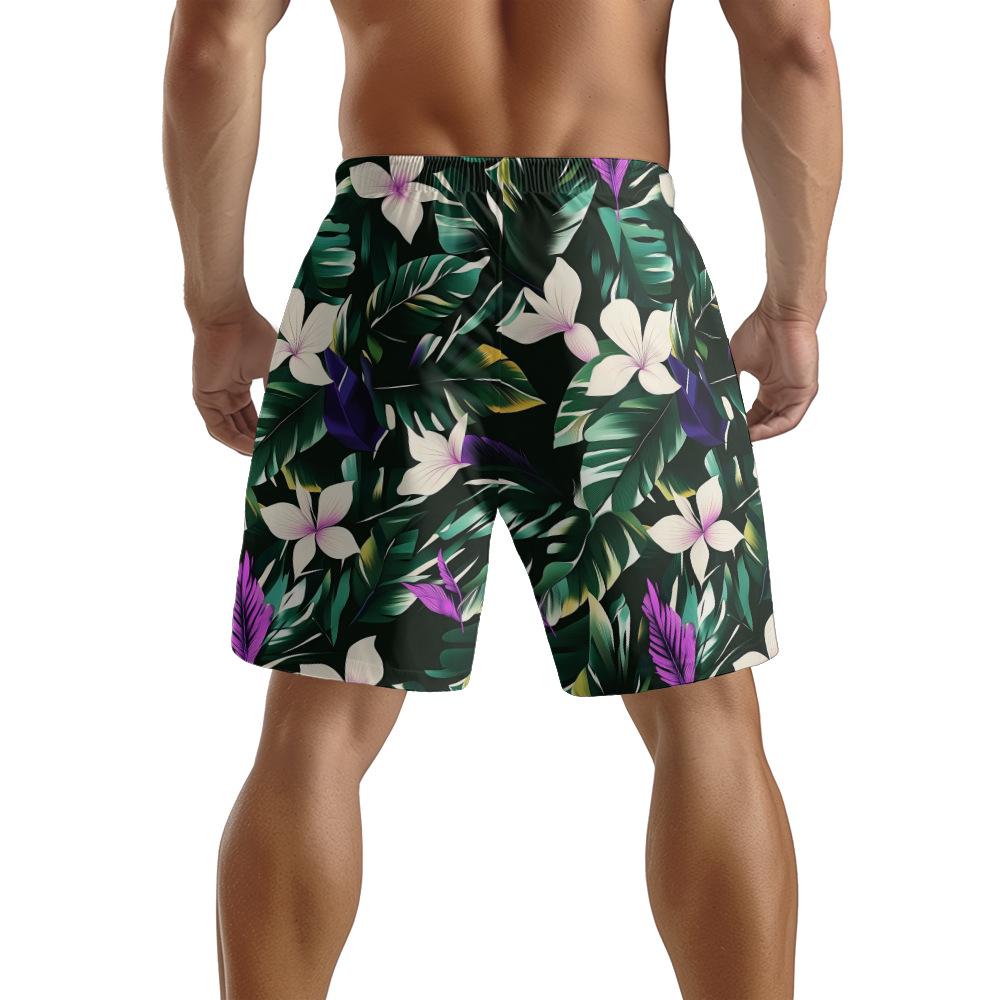 European And American Tropical Rainforest Plant Elements Men'S Casual Shorts Beach Pants