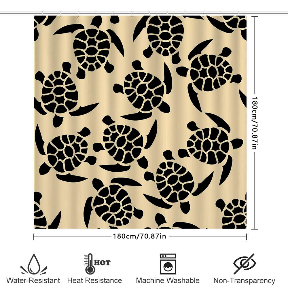 Seascape Turtle Pattern Shower Curtain Waterproof Fabric Decorative Liner for Bathrooms In Multiple Sizes