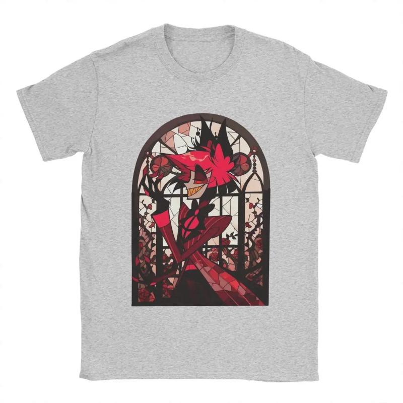 Men's T-Shirt Stained Glass Alastor Hazbins Hoteled Humor Cotton Tee Shirt Short Sleeve T Shirts Crewneck Clothing Shirts