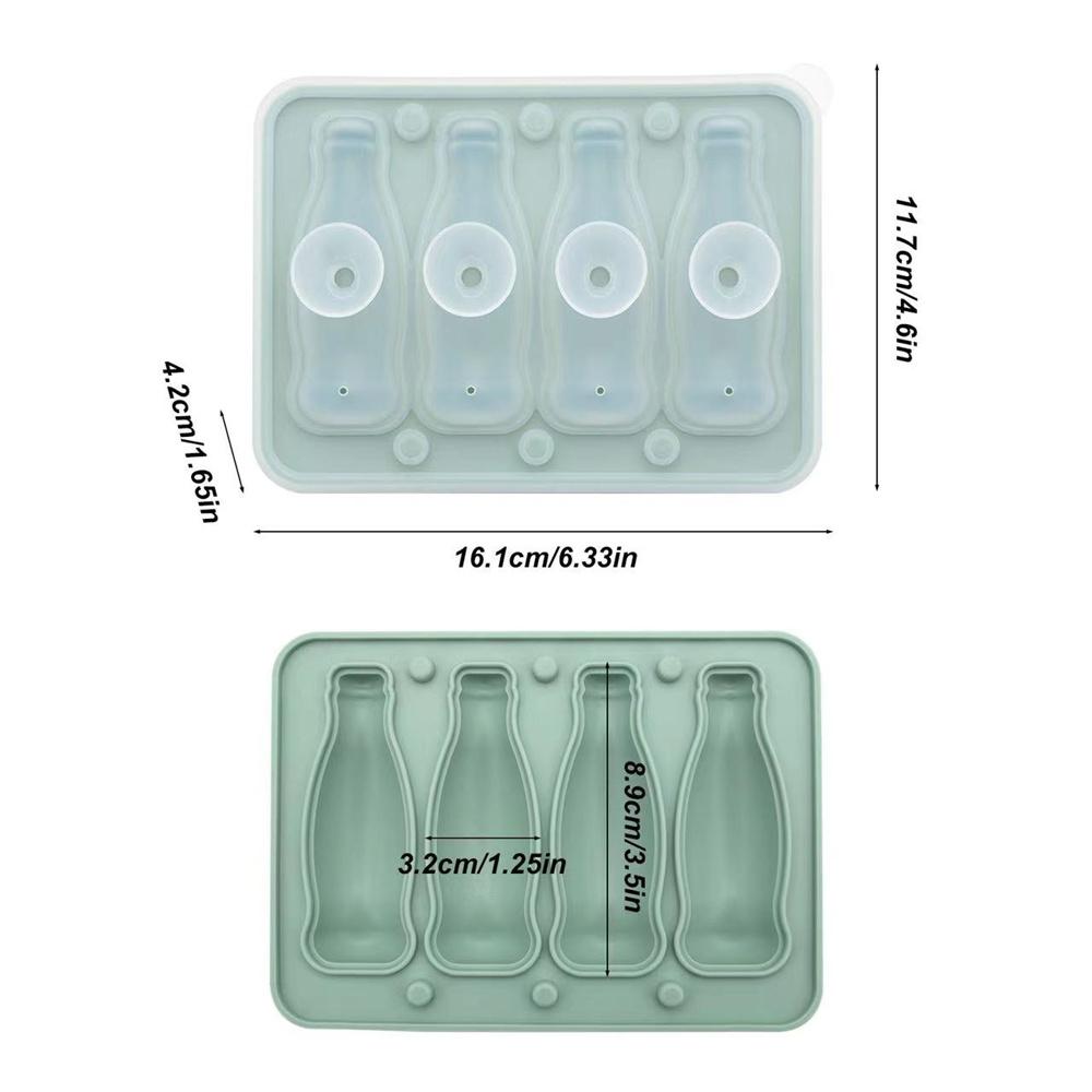 3D Cokes Bottle Shaped Ice Mold with Lid Silicone Maker for Creative Drink and Parties Popsicles Making Tool
