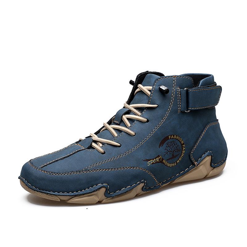 Men's Mid-top Casual Shoes with Hand-stitched Microfiber Leather and Octopus Outsole - Plus Size