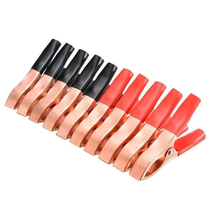 10pcs 30A Crocodile Spring Clamp Red & Black Car Battery Clip Cables Alligator  Charger  Voltage Testing Tool Accessory