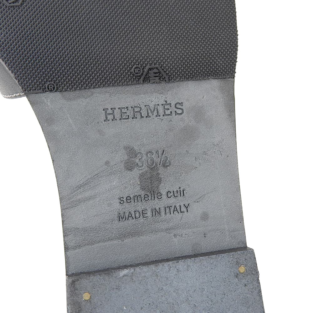 HERMES Beautiful Oran flat sandals, women's, black, size 36 1/2 shoes 36 1/2 blackUsed