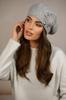 Women' Winter Wool Beret with Flower, Gray - Peony