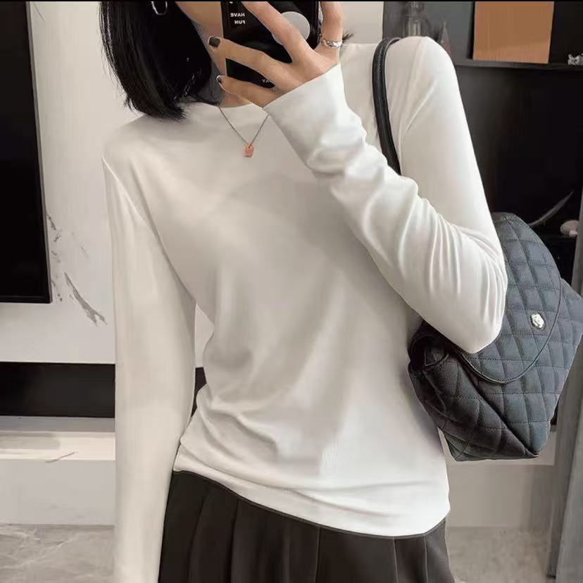 Women's Regular Shoulder Base Layer Top for Autumn Loose Long Sleeve T-Shirt Inner Wear Autumn Women's Top