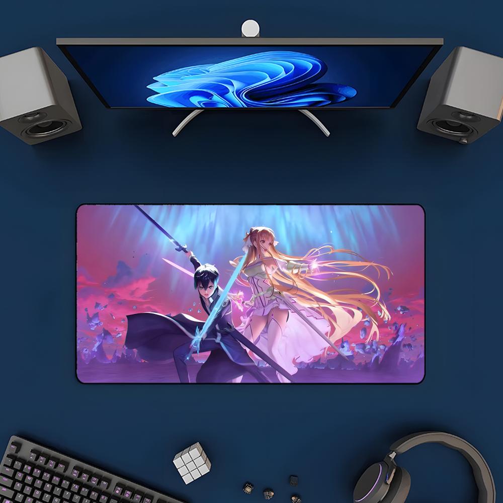 Anime Swword Art Oonline Asuna Mauspads Mousepad Großes Gaming-Mauspad LockEdge Verdickt Computer Tastatur Tisch Schreibtischmatte