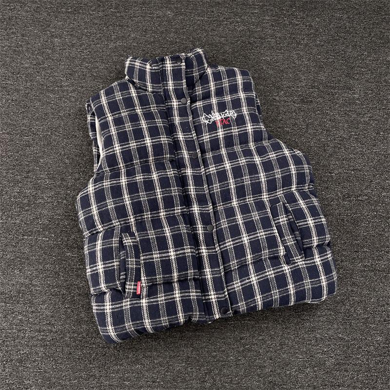 Unisex Retro Rutig Bomull Ärmlös Väst - Casual Lager-Ytterplagg för Höst/Vinter