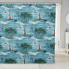 Lobster Shower Curtain Nautical Bathroom Shower Curtain Sets Retro Cartoon Ocean Stripes Marine Life Sea Wild Animals Fabric