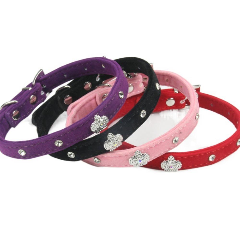 Winter Casual New Year's Pet Cat Collar Crown Diamond + Mi Rivet Flannel Small and Medium Scarf Rope