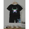 Summer Boys' Set, Girls' Cartoon Colored Spider Print T-shirt and Shorts 2-piece Set, Children's Top and Bottom