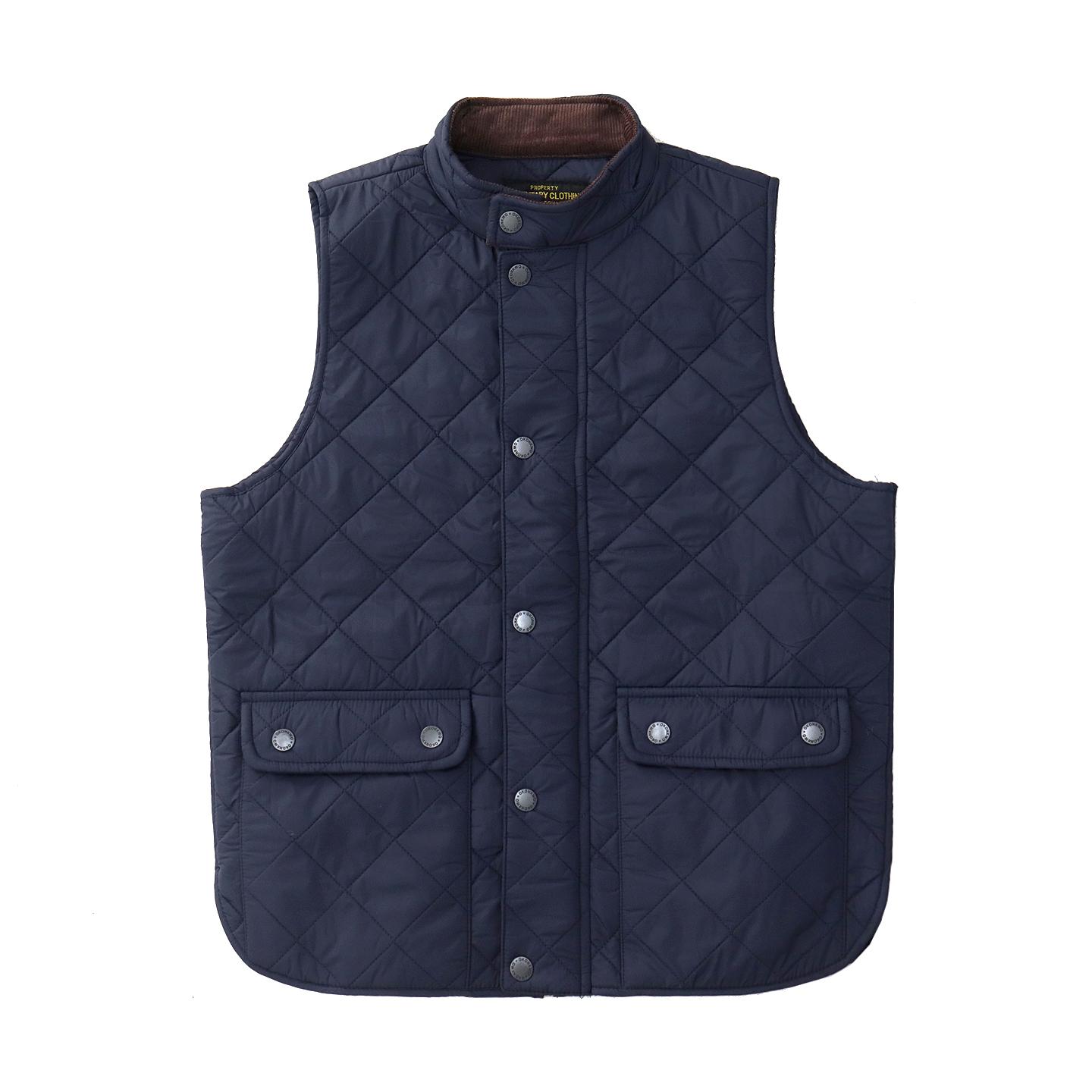 

Replica quilted cotton vest for men American retro casual solid color stand collar diamond pure cotton work vest jacket L темно-синього кольору