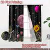 2D flat printing 2pcs Curtain Party Curtain Cosmic Moon and Butterflies Digital Printed Polyester Drapes Family Party Decoration
