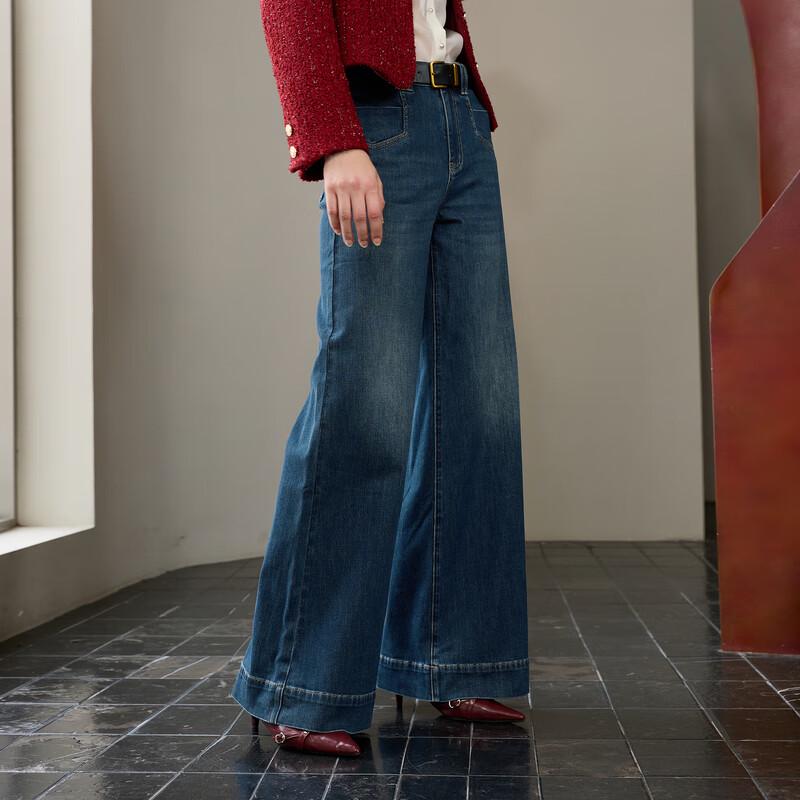 Sancai 2026 Spring Women's Retro High-Waist Wide-Leg Jeans