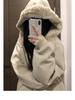 Unisex American-Style Hooded Leather & Cotton Jacket with Fur Collar - Thick, Warm, Winter Coat