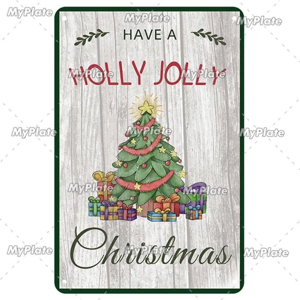 Vintage Christmas Metal Tin Sign Home Festive Wall Decor