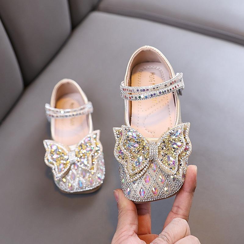 Spring-autumn new style ladylike baby girl girls' princess rhinestone flat shoes, leather shoes, dance performance shoes