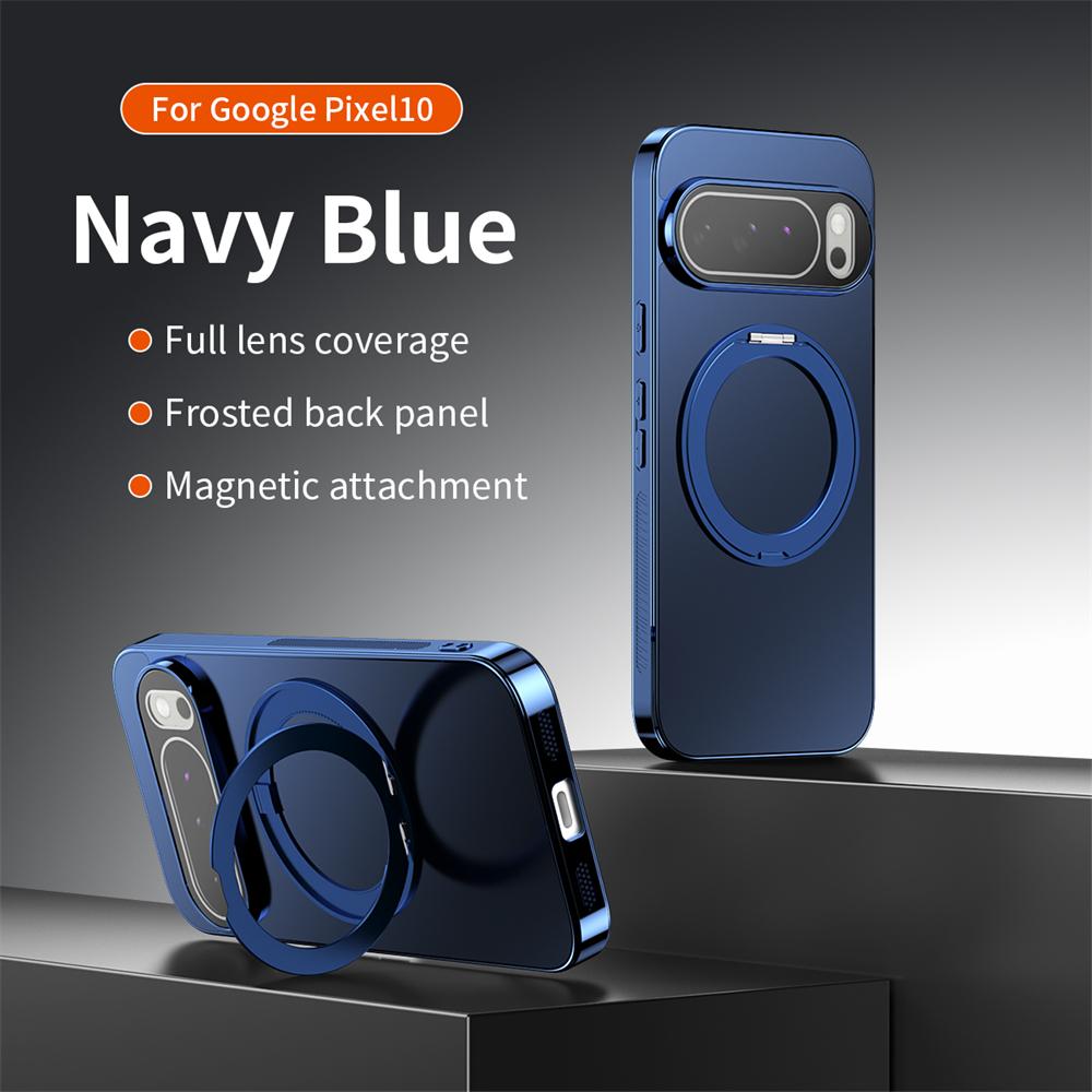 Plating Invisible Magnetic Alloy Stand Holder Matte Case for Google Pixel 10 Pro XL 9 9A 8 8A for Full Protect Cover